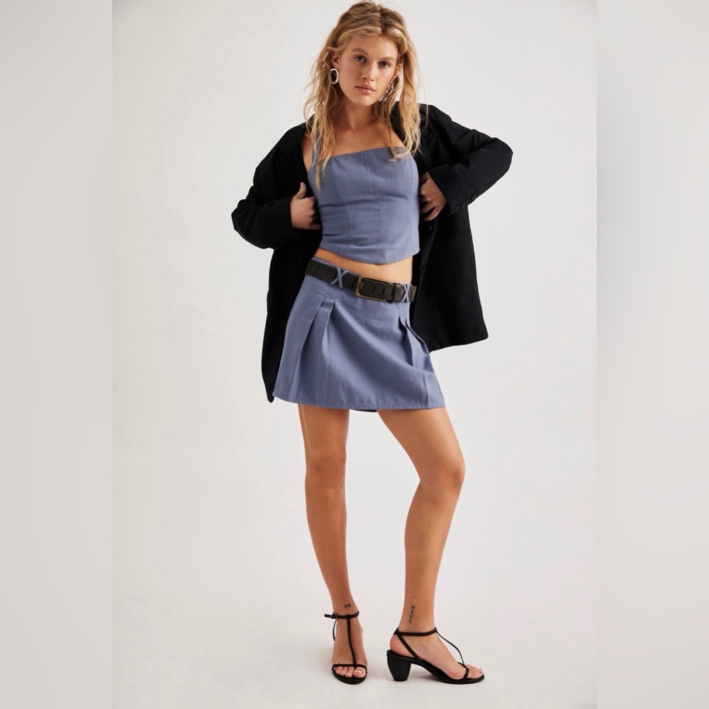 Blue Mini Pleated Skirt - Women